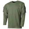 MFH US Long Sleeved T-Shirt With Sleeve Pockets OD Green -Brandit Shop 00123 OD Green 01