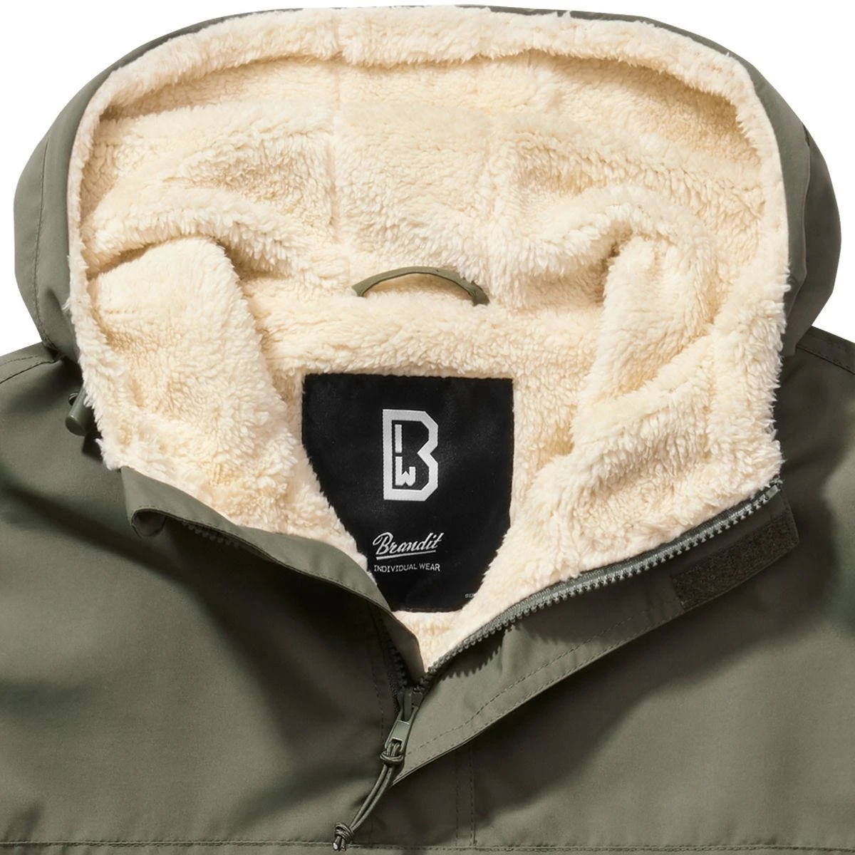 Brandit Windbreaker Sherpa Jacket Olive 2 Brandit Windbreaker Sherpa Jacket Olive - Image 2
