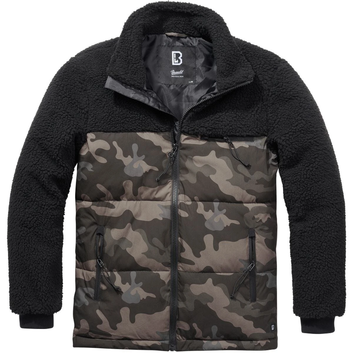 Brandit Jackson Teddyfleece Jacket Black / Dark Camo 2 Brandit Jackson Teddyfleece Jacket Black / Dark Camo - Image 2