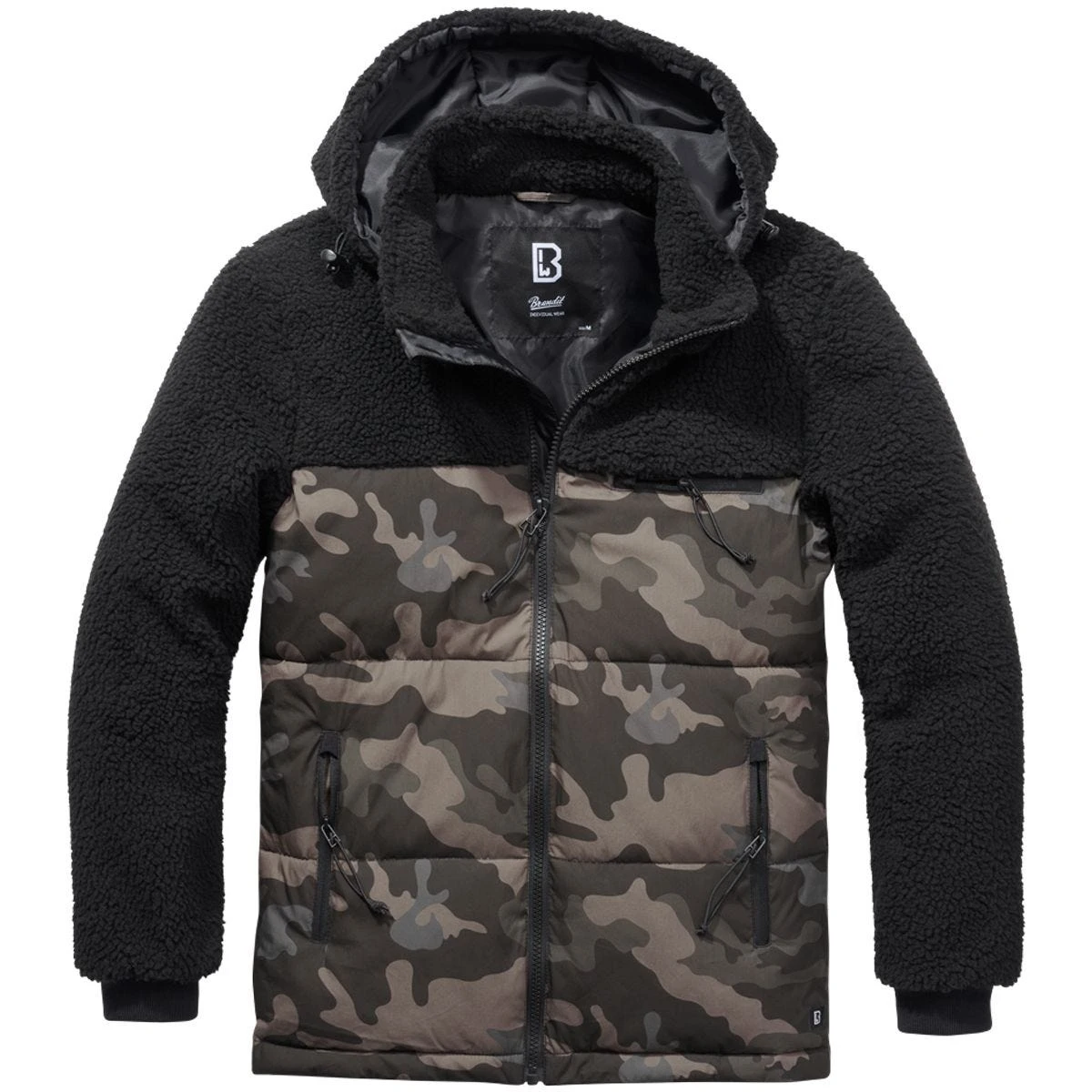 Brandit Jackson Teddyfleece Jacket Black / Dark Camo 1 Brandit Jackson Teddyfleece Jacket Black / Dark Camo