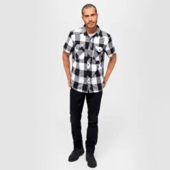 Brandit Half Sleeve Check Shirt White/Black -Brandit Shop 4032 46 Brandit Half Sleeve Check Shirt WhiteBlack 07