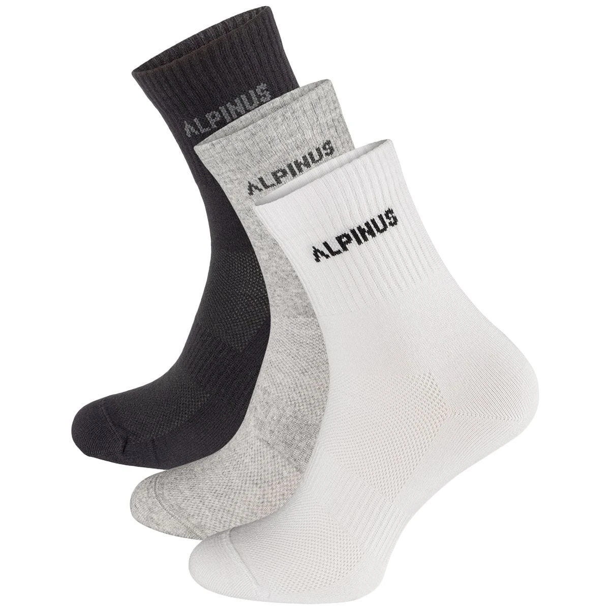 Alpinus Alpamayo 3-Pack Socks Black-Grey-White 1 Alpinus Alpamayo 3-Pack Socks Black-Grey-White