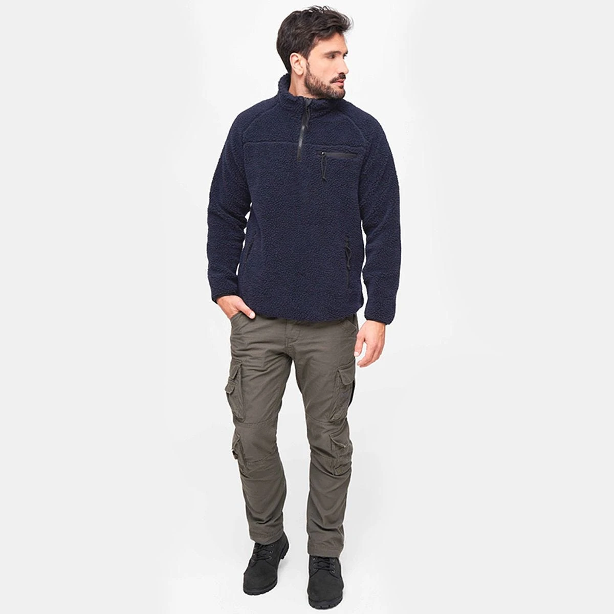 Brandit Teddyfleece Troyer Navy 2 Brandit Teddyfleece Troyer Navy - Image 2