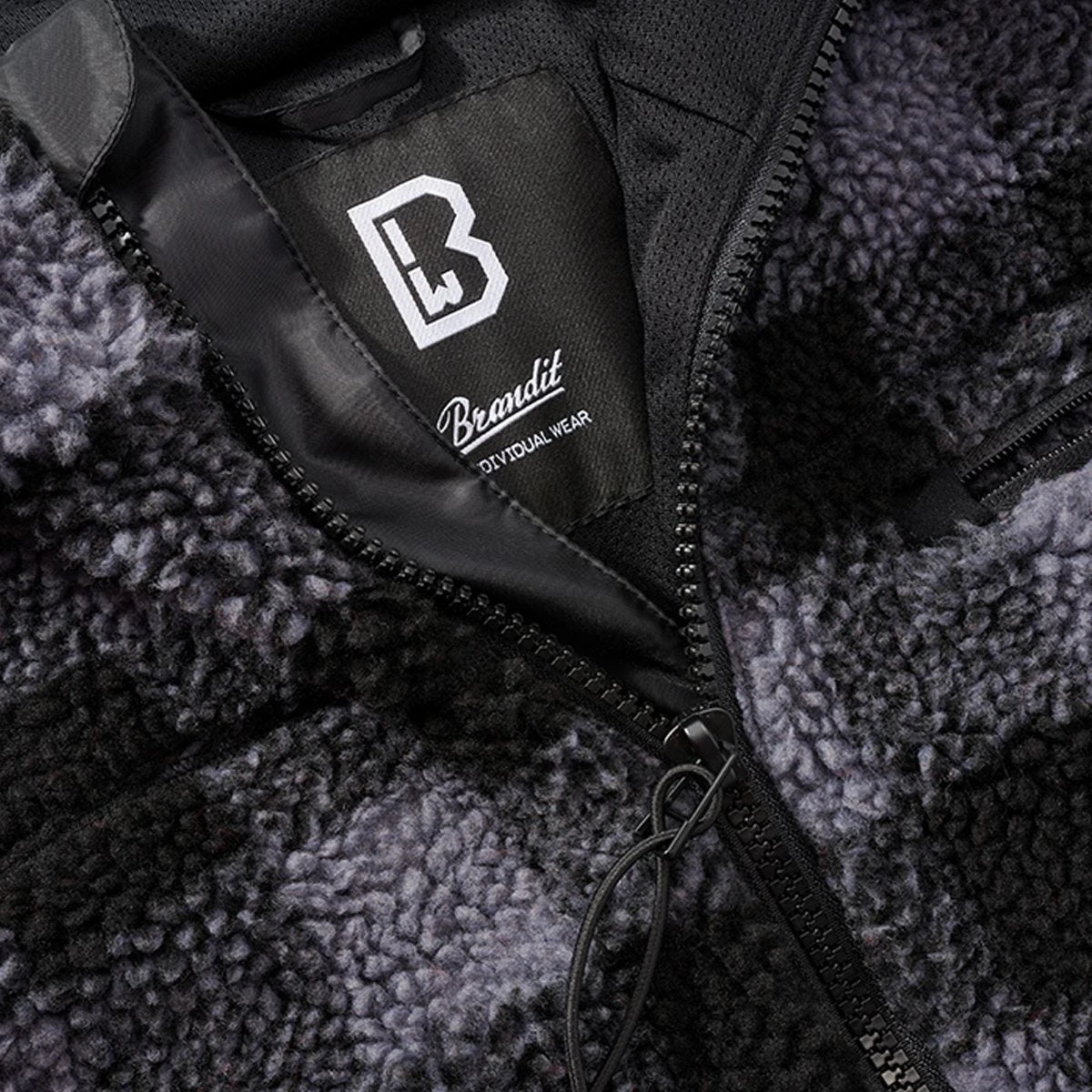 Brandit Teddyfleece Worker Jacket Black/Grey 3 Brandit Teddyfleece Worker Jacket Black/Grey - Image 3