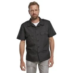 Brandit US Shirt Ripstop Short Sleeve Black 7 Brandit US Shirt Ripstop Short Sleeve Black -Brandit Shop Brandit US Shirt Ripstop Short Sleeve Black 3 2