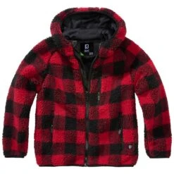 Brandit Kids Teddyfleece Hooded Jacket Red/Black