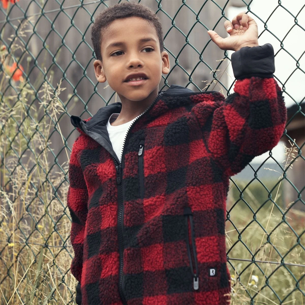 Brandit Kids Teddyfleece Hooded Jacket Red/Black 4 Brandit Kids Teddyfleece Hooded Jacket Red/Black - Image 4