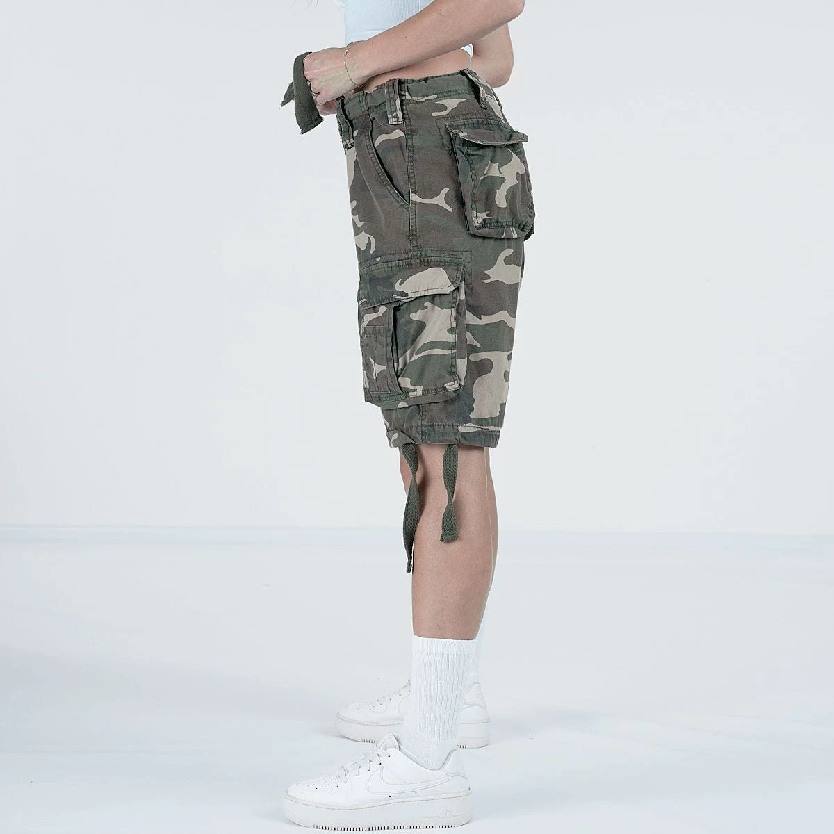 Surplus Ladies Airborne Vintage Shorts Washed Woodland 2 Surplus Ladies Airborne Vintage Shorts Washed Woodland - Image 2