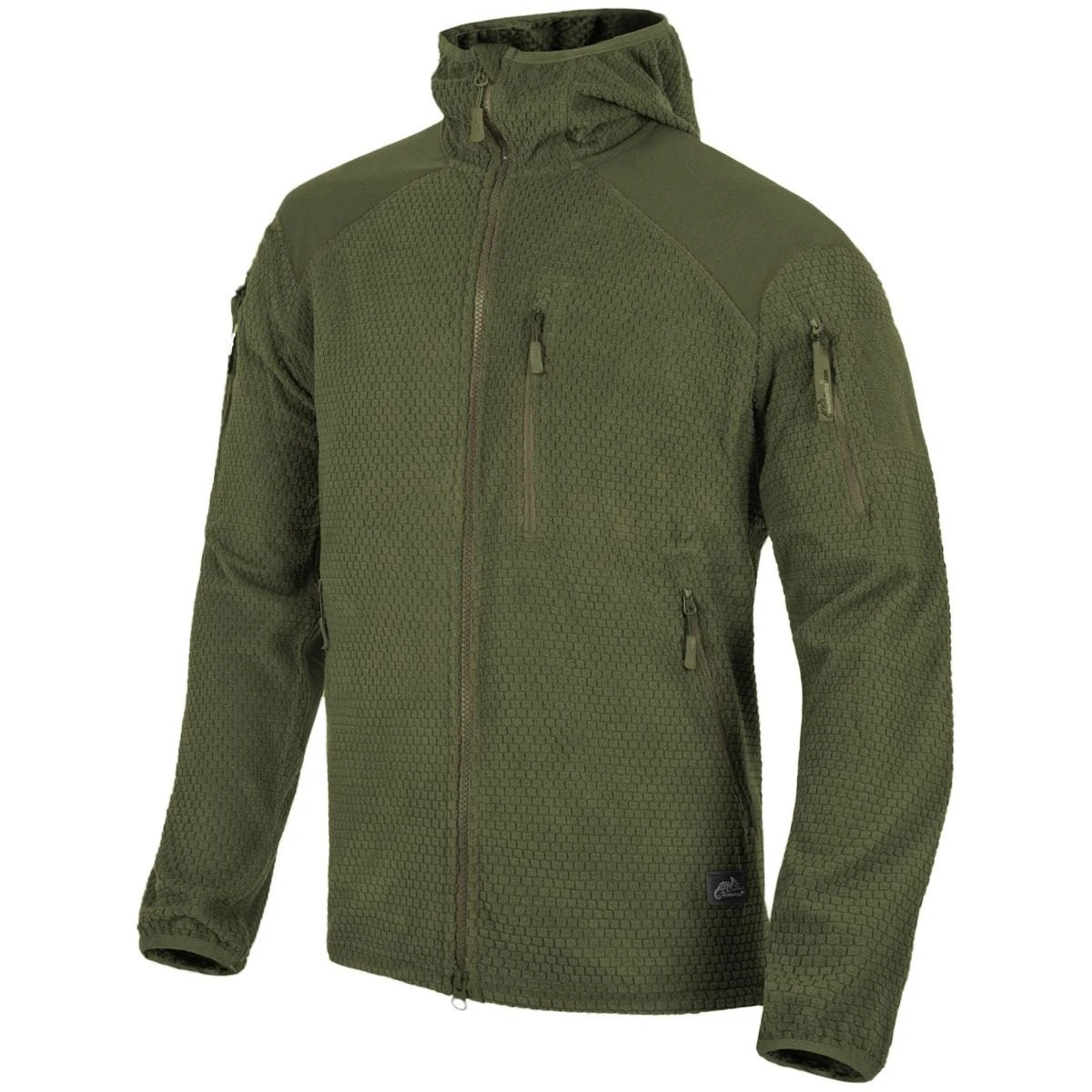 Helikon Alpha Hoodie Jacket Grid Fleece Olive Green 1 Helikon Alpha Hoodie Jacket Grid Fleece Olive Green