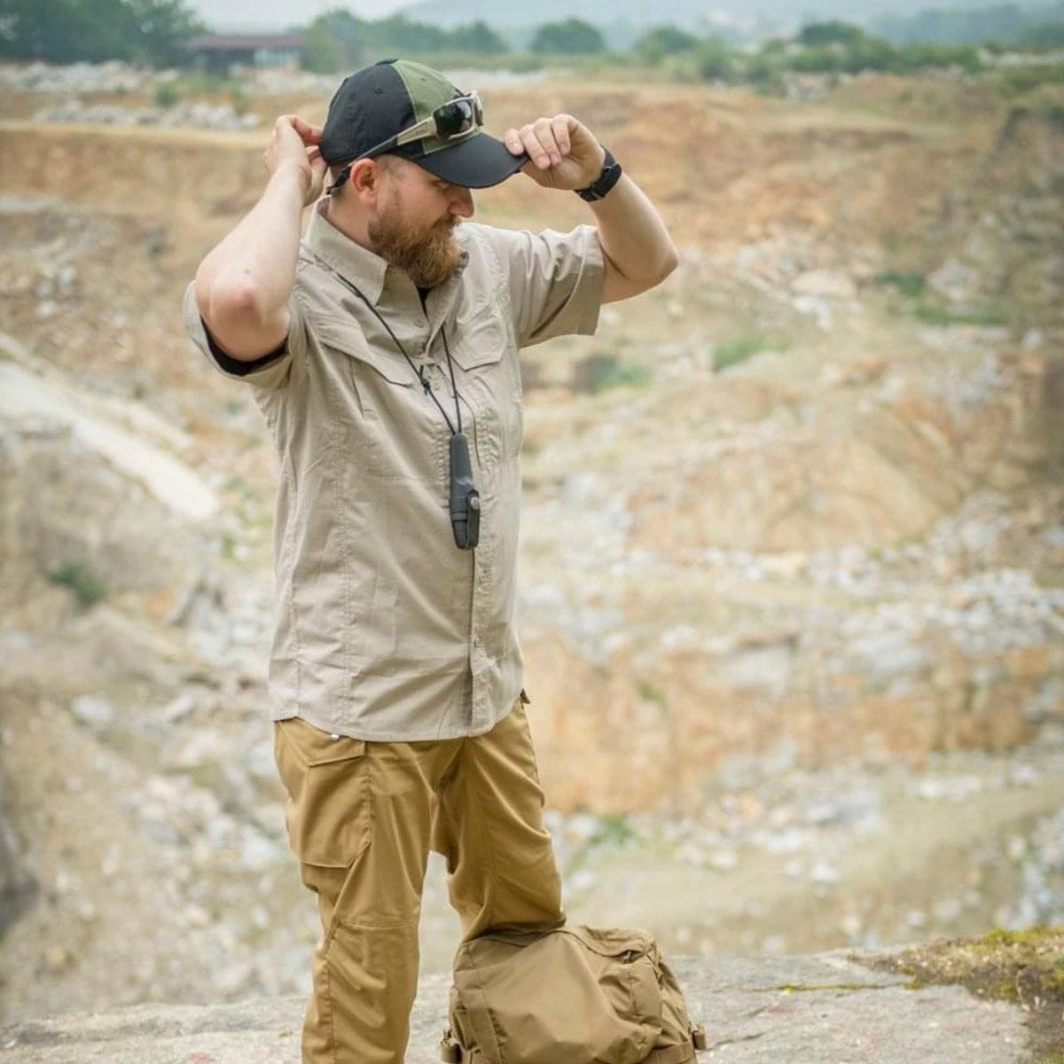 Helikon Logo Cap Polycotton Ripstop Coyote / Olive Green 3 Helikon Logo Cap Polycotton Ripstop Coyote / Olive Green - Image 3