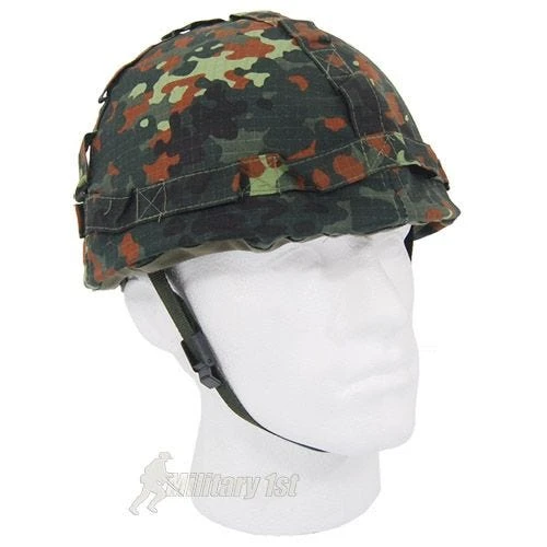 Plastic Helmet With Flecktarn Camo Cloth Cover 2 Plastic Helmet With Flecktarn Camo Cloth Cover - Image 2