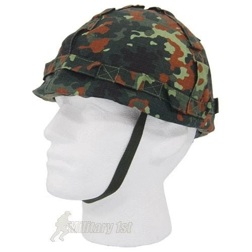 Plastic Helmet With Flecktarn Camo Cloth Cover 3 Plastic Helmet With Flecktarn Camo Cloth Cover - Image 3