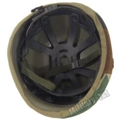 Plastic Helmet With Woodland Camo Cloth Cover -Brandit Shop helmet wood4 1